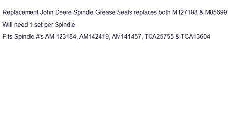 Replacement for John Deere Spindle Seal Set Replaces M127198 & M85699 OEM in Kuwait