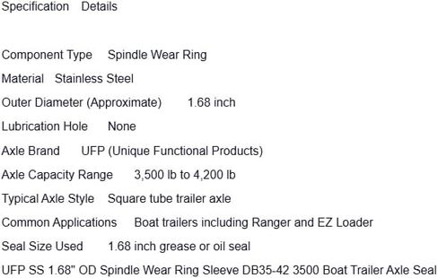 Replacement for 1.68" OD Spindle Wear Ring Sleeve DB35-42 3500 Boat Trailer Axle Seal OEM in Kuwait