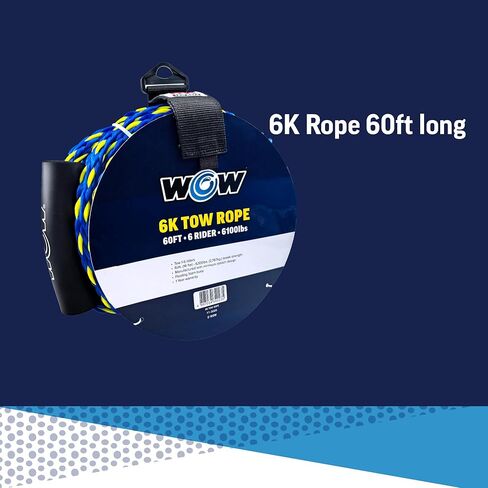 حبل سحب WOW Sports 6k 60 قدم مع عوامة إسفنجية عائمة 1 2 3 أو 4 أشخاص حبل سحب للقوارب، 11-3020 in Kuwait