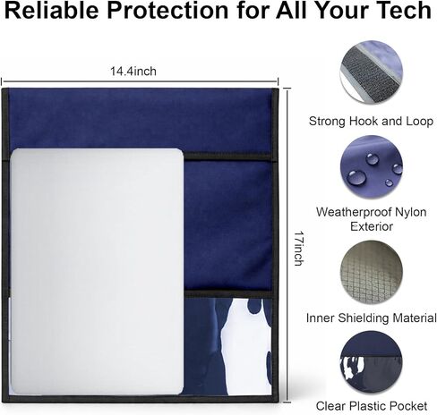 Faraday Bag for Laptops & Tablets, 14.4x17IN Faraday Cage, EMP Proof Bag, Faraday Bags for Phones & Car Keys, Fireproof & Waterproof Signal Blocker, RFID Faraday Pouch for Key Fob(Navy Blue) in Saudi Arabia