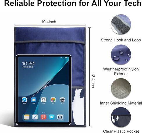 Faraday Bag for Laptops & Tablets, 10.4x13.4IN Faraday Cage, EMP Proof Bag, Faraday Bags for Phones & Car Keys, Fireproof & Waterproof Signal Blocker, RFID Faraday Pouch for Key Fob(Navy Blue) in Saudi Arabia