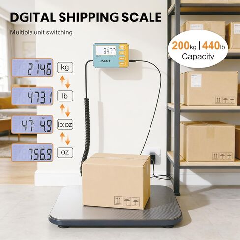 مقياس الشحن، 440 رطلاً / 0.01 كجم، مقياس بريدي رقمي عالي الدقة، مع شاشة LCD، وظائف تبديل التثبيت/الفارغة/العد/الوحدة، مناسب للحزم والأمتعة وموازين الشحن في مستودع البريد in Kuwait