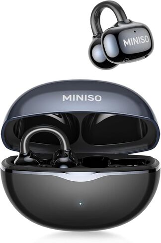 MINISO MS503 AI Translation Earbuds Real Time, 135 Languages Heart Rate Clip-On Earbuds, Bluetooth 6.0 Translating Ear Buds for Sport Travel Learning, IPX5 Waterproof, 48H Playtime (Black) in Kuwait