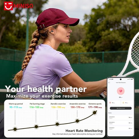 MINISO MS503 AI Translation Earbuds Real Time, 135 Languages Heart Rate Clip-On Earbuds, Bluetooth 6.0 Translating Ear Buds for Sport Travel Learning, IPX5 Waterproof, 48H Playtime (Black) in Kuwait