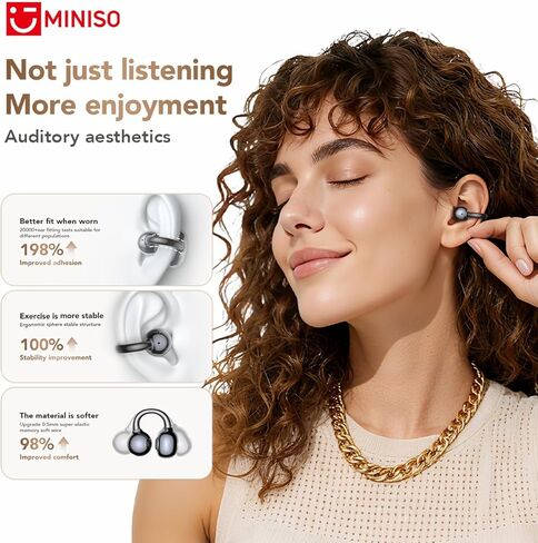 MINISO MS503 AI Translation Earbuds Real Time, 135 Languages Heart Rate Clip-On Earbuds, Bluetooth 6.0 Translating Ear Buds for Sport Travel Learning, IPX5 Waterproof, 48H Playtime (Black) in Kuwait