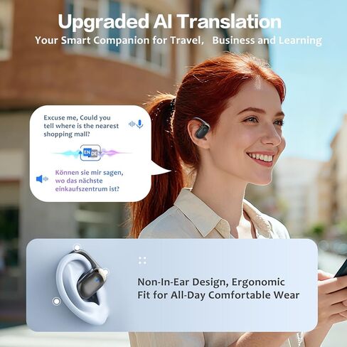 AI Translation Earbuds Real Time, 144 Language Translator Ear buds, Audifonos Traductores Inglés Español, 3-in-1 Translating Wireless Earphones Bluetooth Headphones for Travel Learning Business in Saudi Arabia