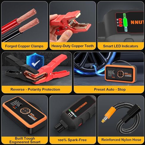 4000A Jump Starter with 160PSI Air Compressor and 65W Fast Charger, 88.8Wh 12V Portable Car Battery Booster Jump Box (10.0L Gas/10.0L Diesel) with Heavy-Duty Jumper Cables, Tire Inflator, LED Light in Saudi Arabia