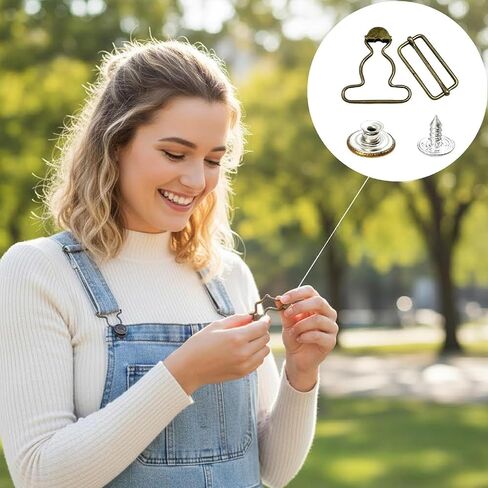4 مجموعات من الابازيم البديلة الشاملة مقاس 5.08 سم، مشابك معدنية للتعليق مع أبازيم وأزرار منزلقة مستطيلة، مشابك دنغري بلون برونزي لملابس المريلة والبذلات، مجموعة ملحقات الخياطة in Kuwait