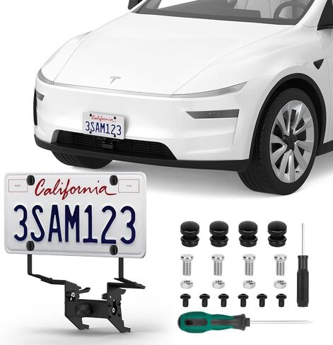 2026 Upgraded Lockable No Drill Front License Plate Holder for Model Y Juniper, License Plate Mount Kit with Anti-Theft Design for Tesla Model Y Juniper Accessories,No Block Bumper Camera Visibility in Saudi Arabia
