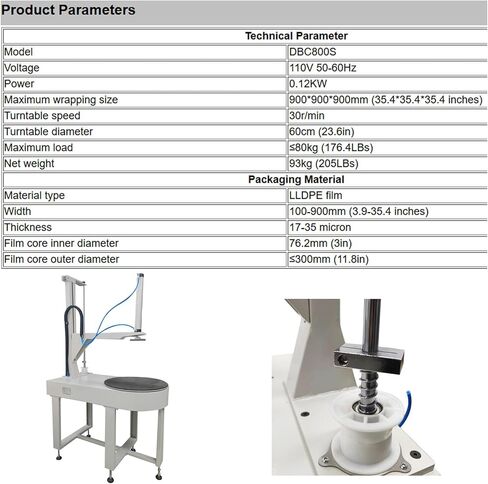 Electric Stretch Film Wrapping Machine Electric Pallet Wrapping Machine with 23.6"(60cm) Turntable Diameter for Industrial Packaging 120W 110V in Saudi Arabia