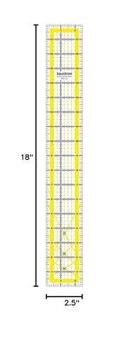 Liquidraw Quilting Ruler - 2.5" x 18" | Transparent Acrylic | Clear, Bold Imperial Measurement Markings | Patchwork Rectangle Quilting Template | Ideal for Quilting, Sewing & Cutting in Kuwait