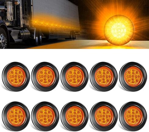 2.5 بوصة دائرية 5 كهرمان + 5 مصابيح حمراء 13 LED لتخليص العلامات الجانبية مقاومة للماء مع حلقة مطاطية وضفيرة سلكية لمقطورة شاحنة 12 فولت RV مع عاكسات in Kuwait