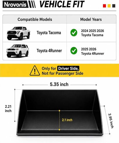 صينية تخزين فتحة تهوية جانب السائق لملحقات Toyota Tacoma 2024 2025 2026 وملحقات Toyota 4Runner 2025 2026، صندوق منظم تخزين إضافي لبطاقة العملات المعدنية الرئيسية (مع شريط مطبق مسبقًا) in Kuwait