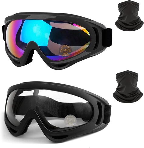 Motorcycle Goggles - 2 Pack ATV Dirt Bike Motocross Riding Goggles with Neck Gaite for Men Women in Saudi Arabia
