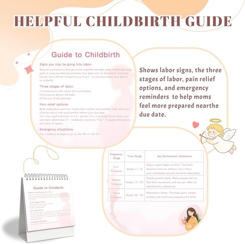 Weekly Pregnancy Calendar pregnancy diary Unique Pregnancy Gifts for Expecting Moms - Baby Growth Tracker Flip Desk Calendar with Fruit Size Illustrations & Development Facts in Saudi Arabia