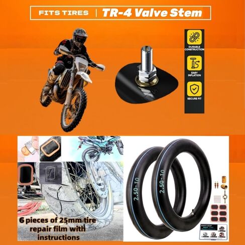 2.50-10 Dirt Bike Tube for Honda CRF50/XR50, Yamaha PW50, Suzuki DRZ70/JR50, Razor MX650/MX500 Pit Bike Tires 2.50/2.75-10 Tube 70/100-10 in Saudi Arabia
