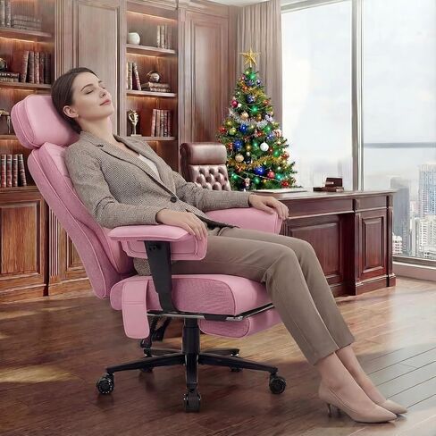 HOFFREE Big and Tall Office Chair 500lbs for Heavy People Executive Office Desk Chair with Wide Seat PU Leather Computer Chair with Adjustable Lumbar Support Pink in Saudi Arabia
