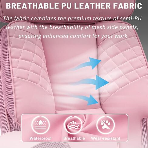 HOFFREE Big and Tall Office Chair 500lbs for Heavy People Executive Office Desk Chair with Wide Seat PU Leather Computer Chair with Adjustable Lumbar Support Pink in Saudi Arabia