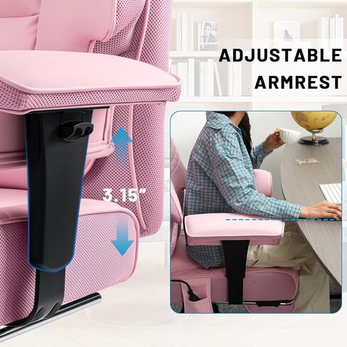 HOFFREE Big and Tall Office Chair 500lbs for Heavy People Executive Office Desk Chair with Wide Seat PU Leather Computer Chair with Adjustable Lumbar Support Pink in Saudi Arabia