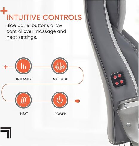 Sharper Image S-600 Active Lumbar Heated Ergonomic Bonded Leather Swivel Executive Massage Chair, Gray (60098-GRY) in Saudi Arabia