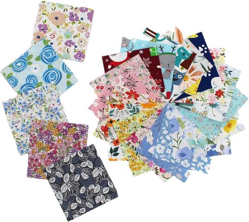 42PCS Charm Pack Fabric Clearance for Quilting 5 Inch,Cotton Fabric Squares 5" x 5", Random Assorted Patterns for Sewing, Quilting Supplies & DIY Craft Projects in Saudi Arabia