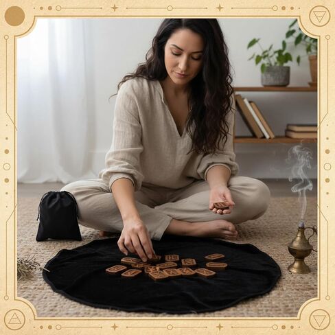 Sliner 26 Pcs Wooden Viking Runes Set 25 Elder Futhark Norse Runes with Black Velvet Bag for Divination Tool, Beginners Witchcraft, and Meditation in Kuwait