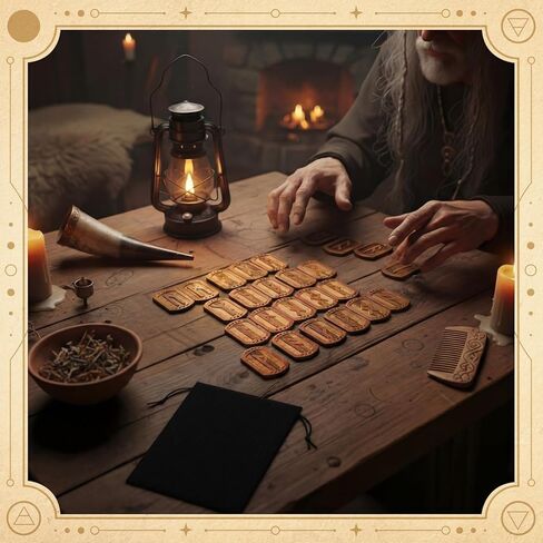 Sliner 26 Pcs Wooden Viking Runes Set 25 Elder Futhark Norse Runes with Black Velvet Bag for Divination Tool, Beginners Witchcraft, and Meditation in Kuwait