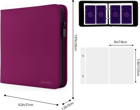 Tarot Card Binder PU Leather – Holds 80 Cards, Zippered Storage Case for Tarot & Oracle Cards – Portable Album with Expandable Sleeves, Double-Sided Sheets (Wine Red) in Saudi Arabia