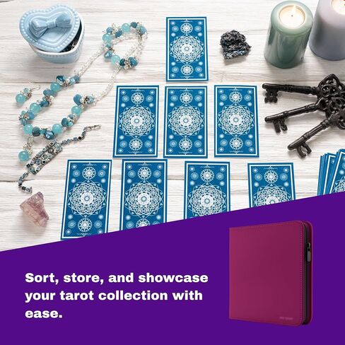 Tarot Card Binder PU Leather – Holds 80 Cards, Zippered Storage Case for Tarot & Oracle Cards – Portable Album with Expandable Sleeves, Double-Sided Sheets (Wine Red) in Saudi Arabia