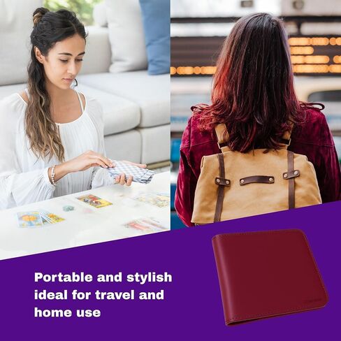 Tarot Card Binder PU Leather – Holds 80 Cards, Zippered Storage Case for Tarot & Oracle Cards – Portable Album with Expandable Sleeves, Double-Sided Sheets (Wine Red) in Saudi Arabia