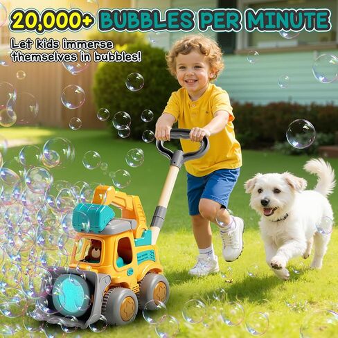 Bubble Machine for Toddlers 3-6: Construction Truck Bubble Lawn Mover, 2-in-1 Handheld Push Automatic Bubble Blower with Led Lights USB Rechargeable, Bubbles Toy for Kids Boy Girl 3-6 Year Old in Kuwait