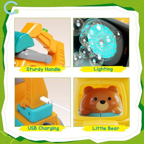 Bubble Machine for Toddlers 3-6: Construction Truck Bubble Lawn Mover, 2-in-1 Handheld Push Automatic Bubble Blower with Led Lights USB Rechargeable, Bubbles Toy for Kids Boy Girl 3-6 Year Old in Kuwait