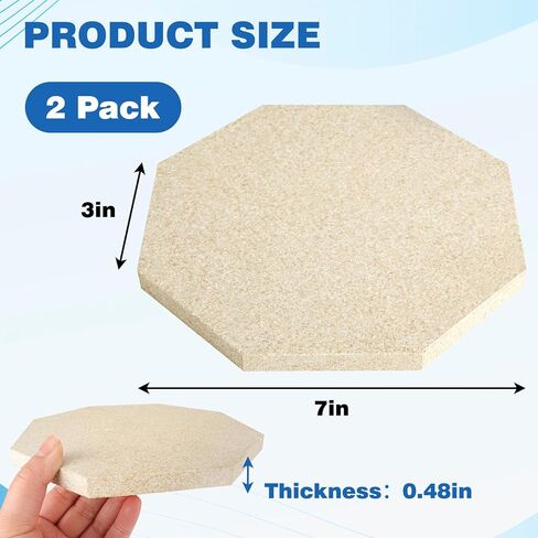 Verdanzia 2 Pack Octagon Kiln Shelf، 2.9 بوصة طول جانبي يصل إلى 2280 درجة فهرنهايت لصهر الزجاج والسيراميك، سمك 0.5 بوصة يستخدم في معظم الفرن in Kuwait
