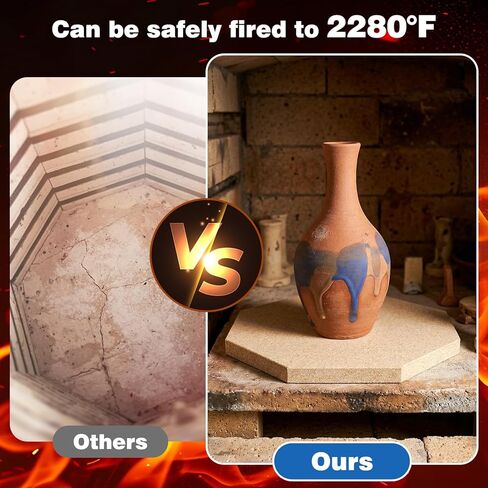 Verdanzia 2 Pack Octagon Kiln Shelf، 2.9 بوصة طول جانبي يصل إلى 2280 درجة فهرنهايت لصهر الزجاج والسيراميك، سمك 0.5 بوصة يستخدم في معظم الفرن in Kuwait