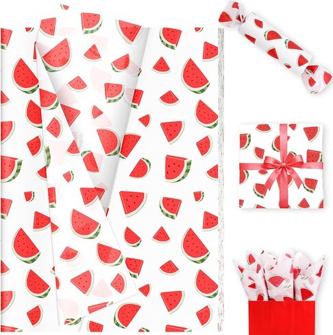 60 Sheets Watermelon Print Tissue Paper, 14×20" Watercolor Watermelon Patterns Gift Wrapping Paper for Summer DIY Crafts Fruit-Themed Party Supplies (Pink) in Saudi Arabia