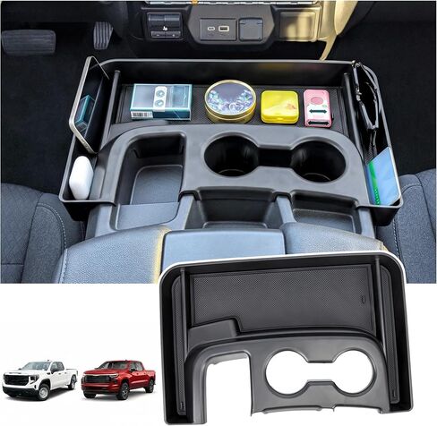 Center Console Cup Holder Organizer Compatible with 2019-2026 Chevy Silverado/GMC Sierra 1500, 2020-2026 Silverado/Sierra 2500HD 3500HD Accessories, Hanging Storage Box Tray (Fit Jump Seat) in Saudi Arabia