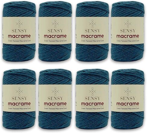 Sensy Premium Macrame Cord 3mm 93 Yards, 100% Recycled Cotton, Single Strand Twisted, Macrame Rope, Macrame String Cotton Yarn, Macrame Yarn (Peacock) in Saudi Arabia