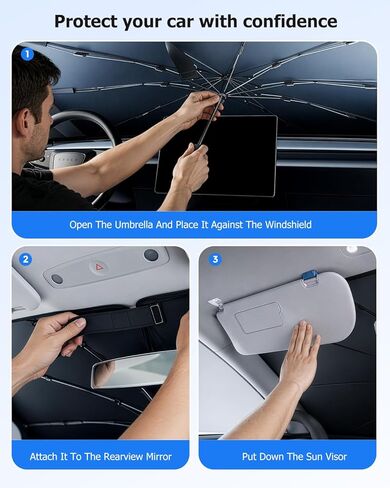[2026 Upgrade] Weektic Windshield Sun Shade Umbrella, [Double Thickened Ice Crystal Coating] Sun & Heat Protection, Keep Vehicle Cool & Protect Interior, Zero Light Leakage Medium 57" L x 31" W in Saudi Arabia