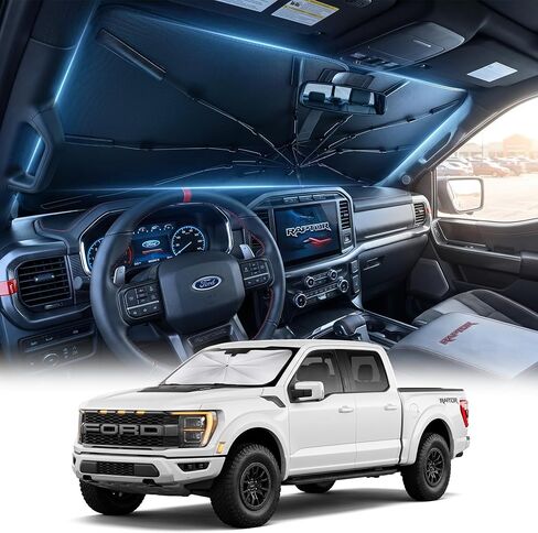 [ترقية 2026] مظلة DooGooCoo للزجاج الأمامي لسيارة Chevy Silverado [100% حجب ضوء الشمس، كريستال الثلج البارد] مظلة للزجاج الأمامي للسيارة لـ Silverado Sun Shade 2019-2026. in Kuwait
