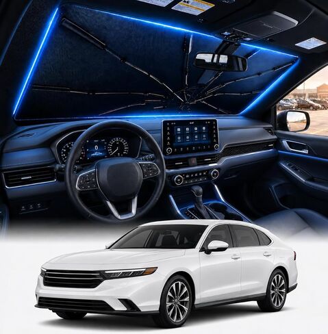 [ترقية 2026] مظلة DooGooCoo للزجاج الأمامي للسيارة Honda Accord 2023-2025 2026 [حجب ضوء الشمس بنسبة 100%، كريستال ثلجي بارد] مظلة للزجاج الأمامي للسيارة لمظلة الشمس Accord، مقاس مخصص. in Kuwait