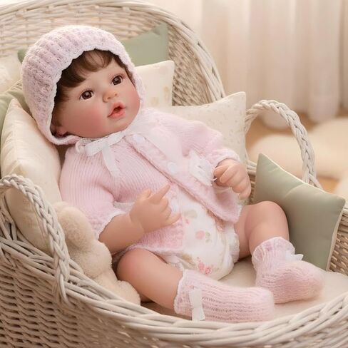 20-Inch Reborn Baby Doll, Cute Realistic Newborn Baby Doll with Slightly Open Mouth, Full-Body Vinyl Baby Dolls for 3+ Ages, Gifts, Emotional Healing in Saudi Arabia