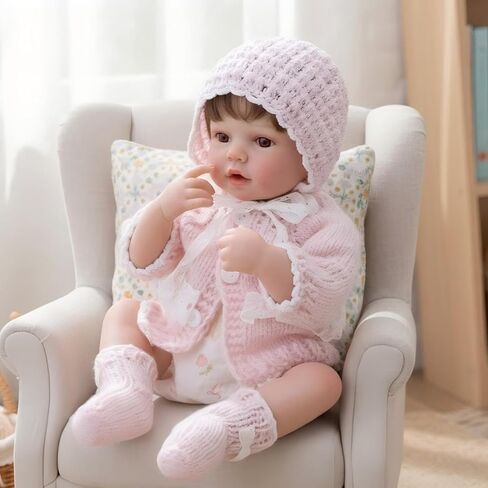 20-Inch Reborn Baby Doll, Cute Realistic Newborn Baby Doll with Slightly Open Mouth, Full-Body Vinyl Baby Dolls for 3+ Ages, Gifts, Emotional Healing in Saudi Arabia