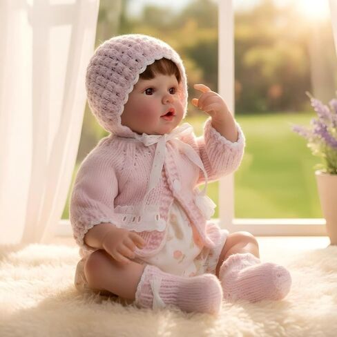 20-Inch Reborn Baby Doll, Cute Realistic Newborn Baby Doll with Slightly Open Mouth, Full-Body Vinyl Baby Dolls for 3+ Ages, Gifts, Emotional Healing in Saudi Arabia
