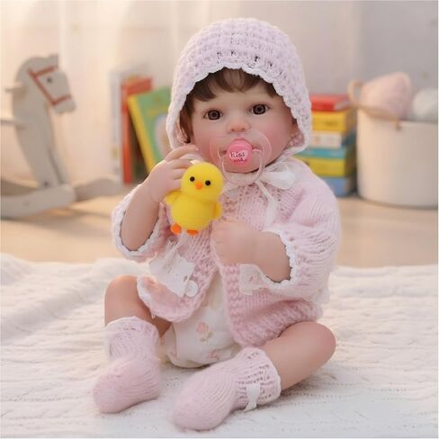 20-Inch Reborn Baby Doll, Cute Realistic Newborn Baby Doll with Slightly Open Mouth, Full-Body Vinyl Baby Dolls for 3+ Ages, Gifts, Emotional Healing in Saudi Arabia