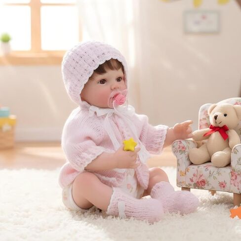 20-Inch Reborn Baby Doll, Cute Realistic Newborn Baby Doll with Slightly Open Mouth, Full-Body Vinyl Baby Dolls for 3+ Ages, Gifts, Emotional Healing in Saudi Arabia