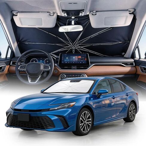 [2026 Upgrade] Weektic Windshield Sun Shade Umbrella, [Double Thickened Ice Crystal Coating] Sun & Heat Protection, Keep Vehicle Cool & Protect Interior, Zero Light Leakage Medium 57" L x 31" W in Saudi Arabia