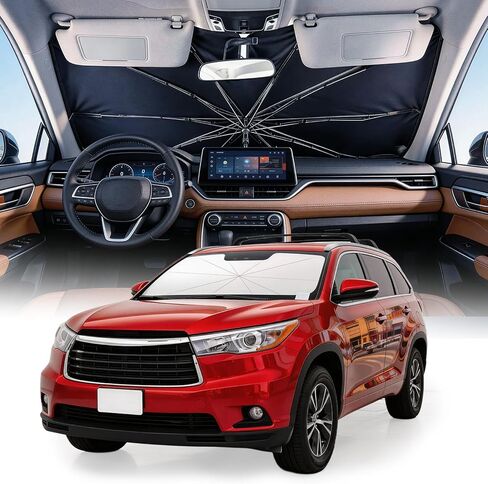 [2026 Upgrade] Weektic Windshield Sun Shade Umbrella, [Double Thickened Ice Crystal Coating] Sun & Heat Protection, Keep Vehicle Cool & Protect Interior, Zero Light Leakage Medium 57" L x 31" W in Saudi Arabia