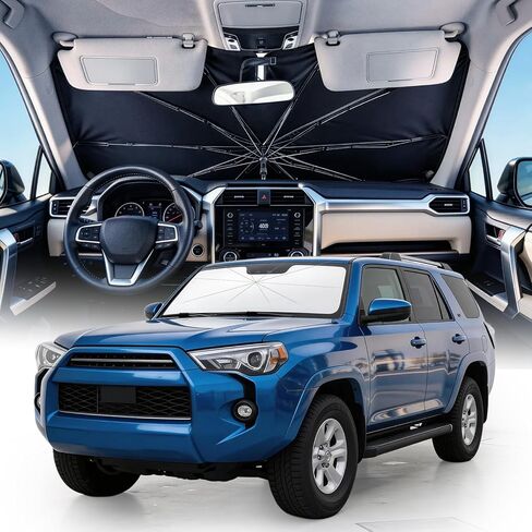 [2026 Upgrade] Weektic Windshield Sun Shade Umbrella, [Double Thickened Ice Crystal Coating] Sun & Heat Protection, Keep Vehicle Cool & Protect Interior, Zero Light Leakage Medium 57" L x 31" W in Saudi Arabia
