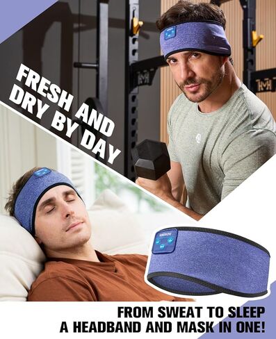 Voerou Sleep Headphones Wireless Bluetooth - سماعات رأس قابلة للتعديل قابلة للغسل للنوم، أدوات تقنية للنوم الجانبي، التمرين، الركض، اليوغا، الأرق، السفر، التأمل in Kuwait
