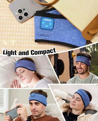 Voerou Sleep Headphones Wireless Bluetooth - سماعات رأس قابلة للتعديل قابلة للغسل للنوم، أدوات تقنية للنوم الجانبي، التمرين، الركض، اليوغا، الأرق، السفر، التأمل in Kuwait